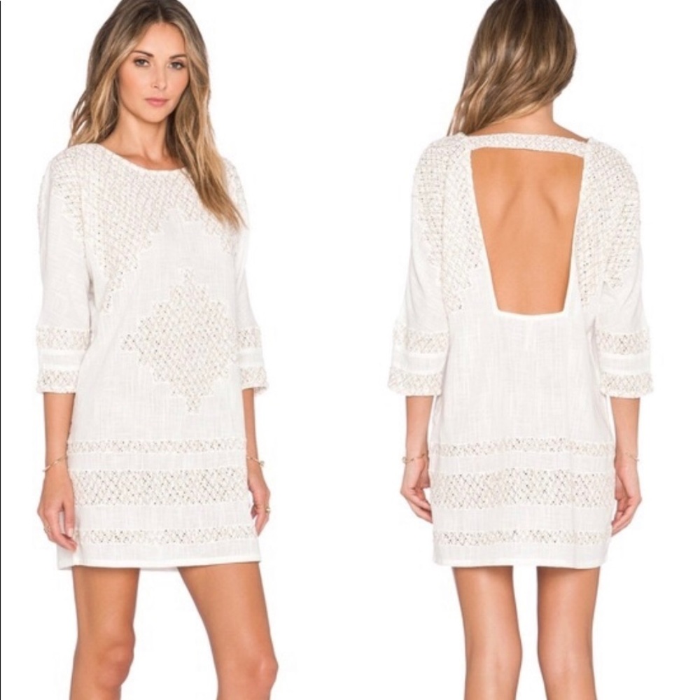 Free People ivory Desert Song tunic shift dress
